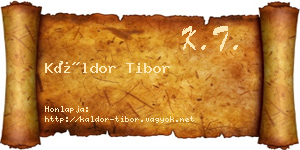 Káldor Tibor névjegykártya